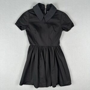 Deandri Mini Dress XS Black Open Back Cutout Peter Pan Collar Goth Skater Y2K